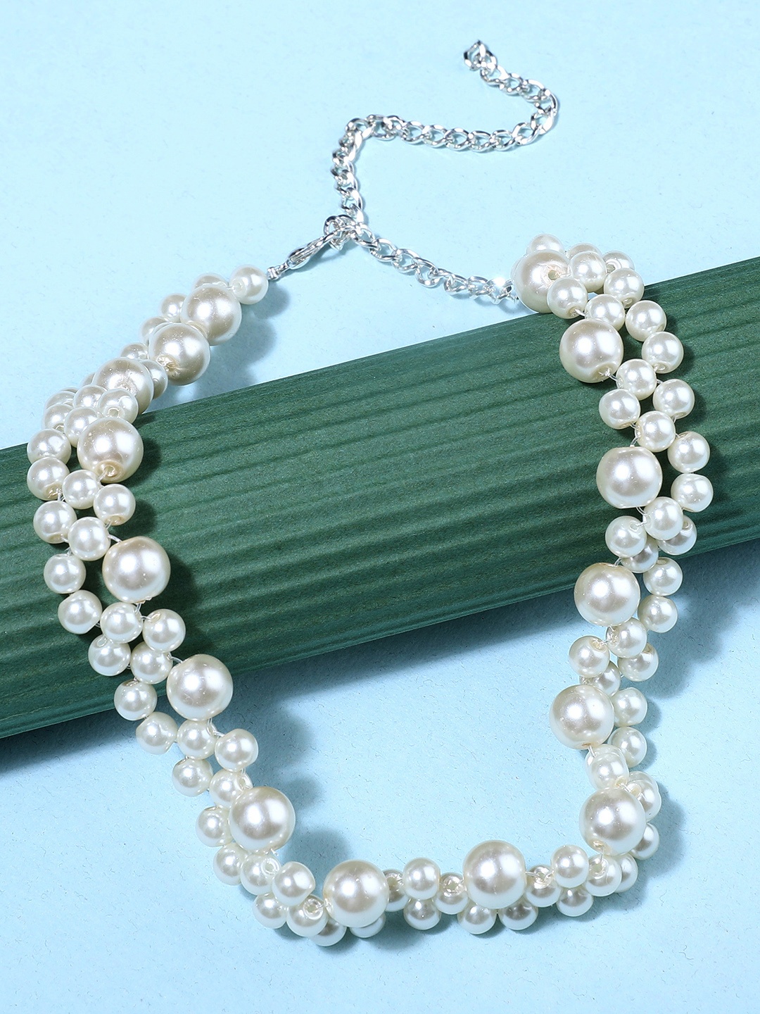 

Zaveri Pearls Silver-Plated & White Contemporary Pearls Necklace