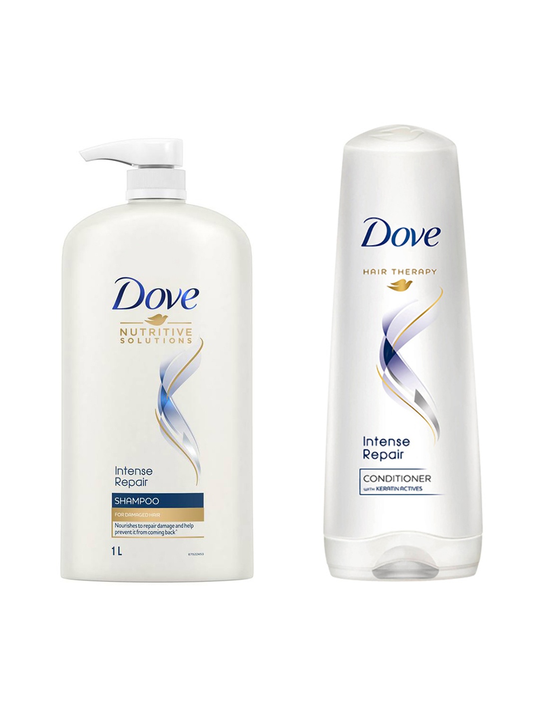 

Dove Set of Intense Repair Shampoo 1L & Hair Conditioner 175ml, White