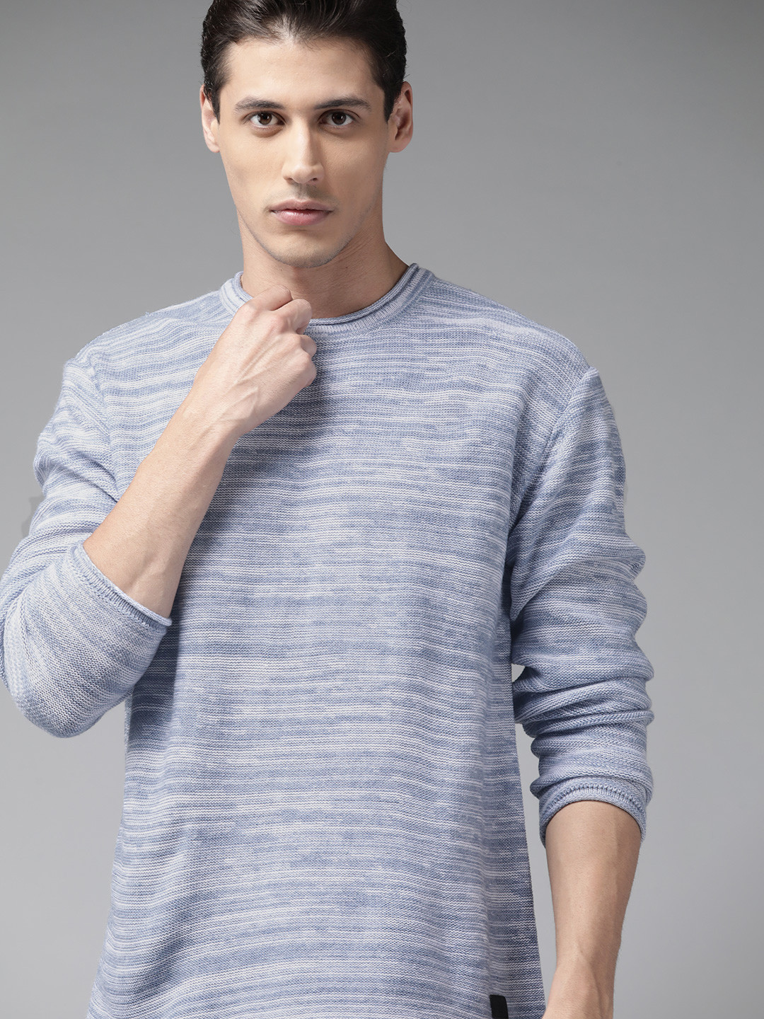 

Roadster Men Blue Solid Pullover