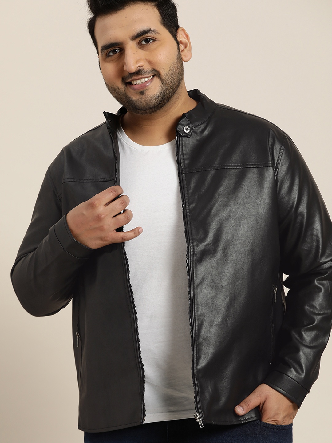 

Sztori Men Black Plus Size Solid Jacket