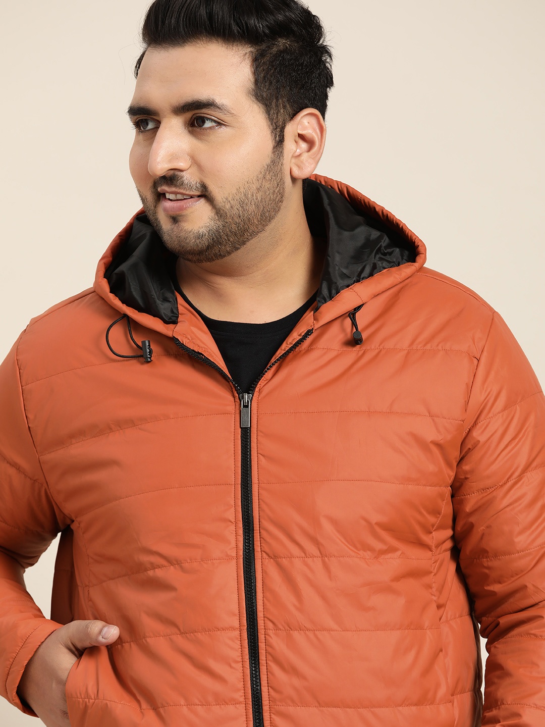 

Sztori Men Plus Size Rust Orange Solid Padded Jacket