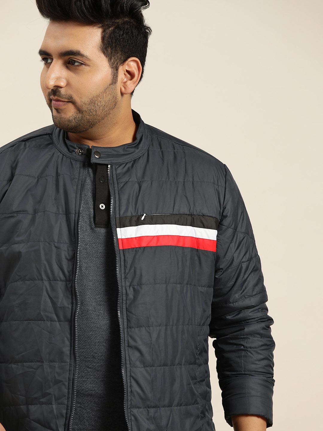 

Sztori Men Plus Size Navy Blue Padded Jacket