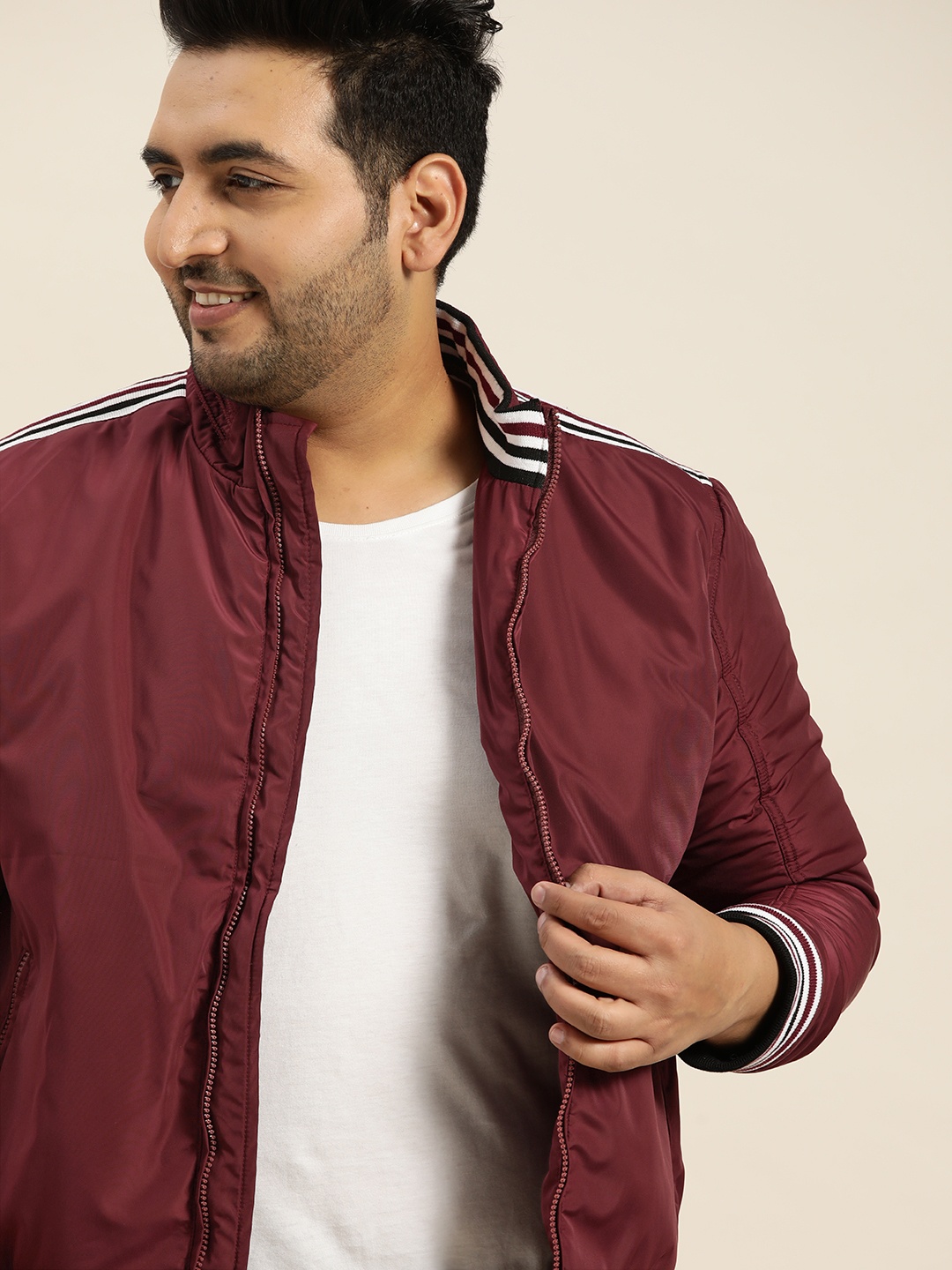 

Sztori Men Maroon Plus Size Padded Jacket