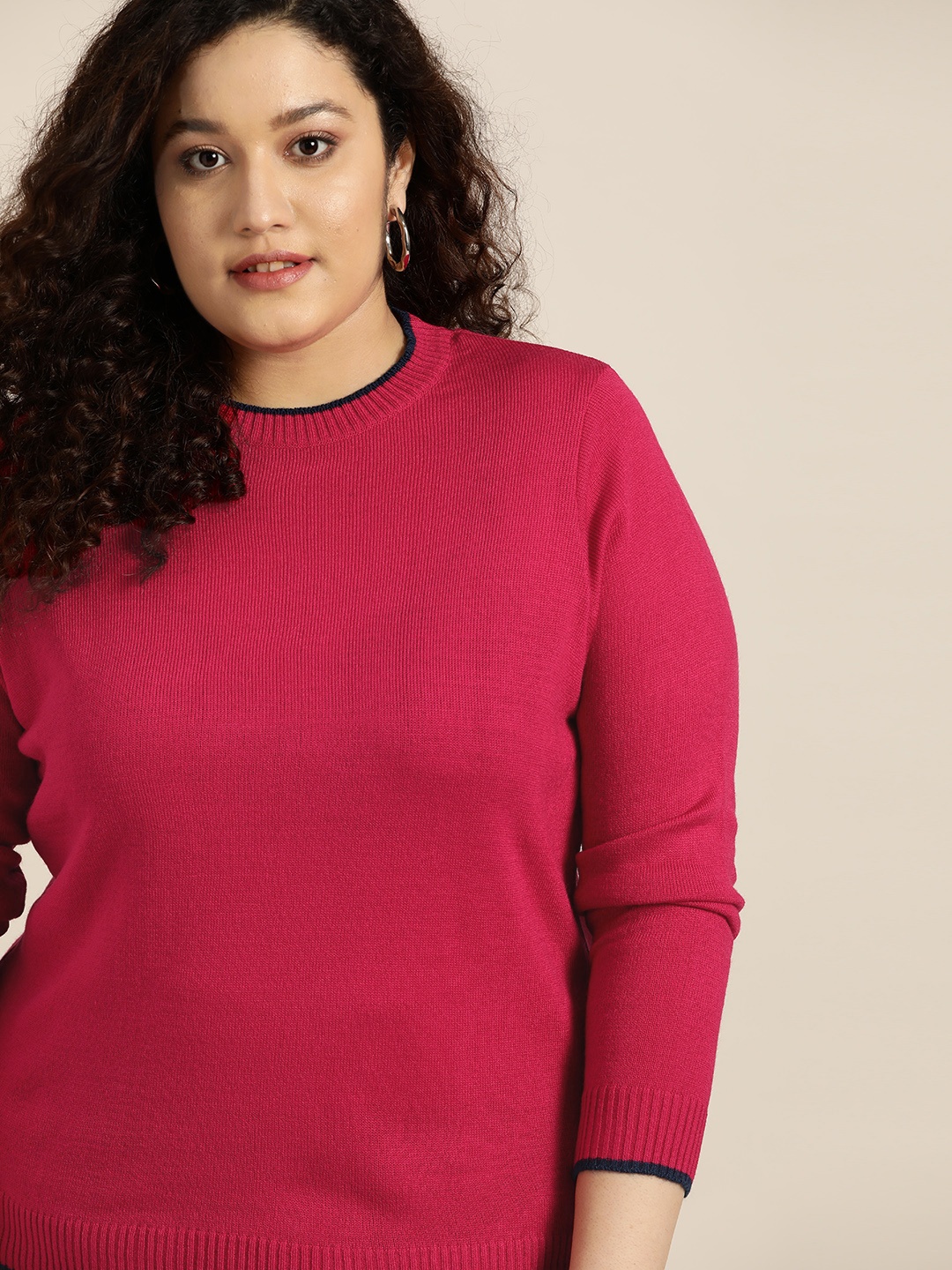 

Sztori Women Plus Size Magenta Solid Pullover