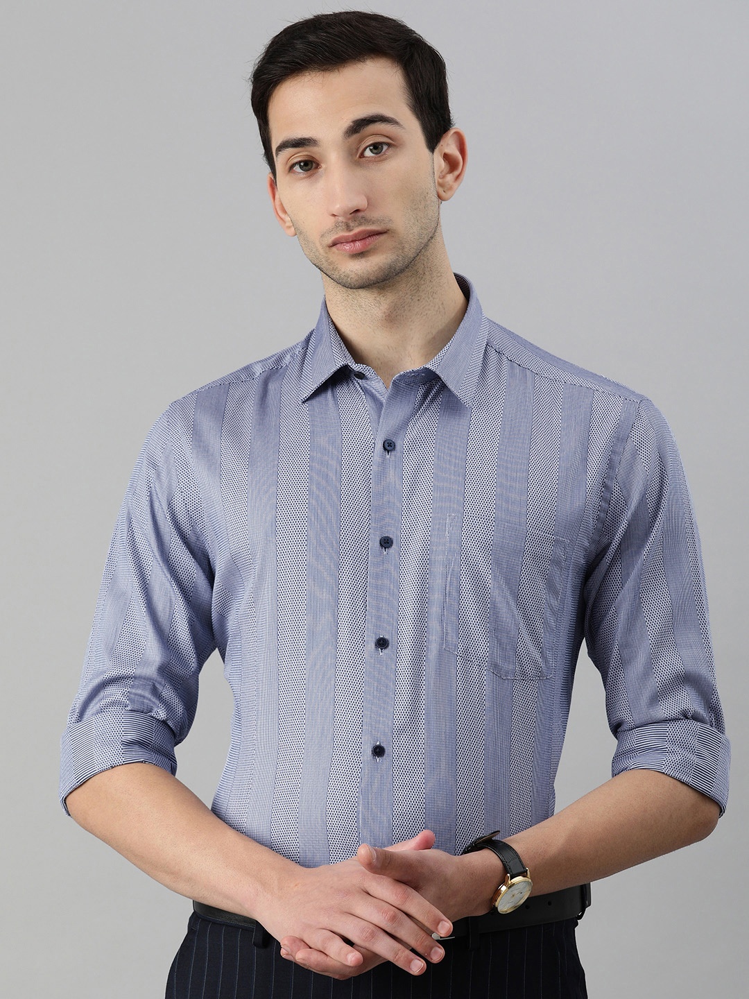 

Arrow New York Men Blue Slim Fit Striped Formal Shirt