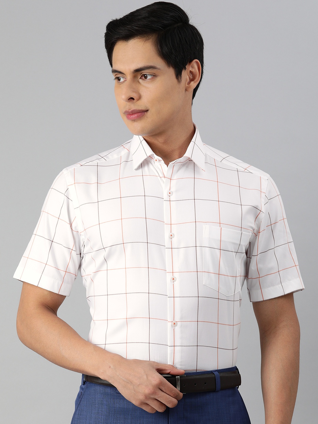 

Arrow Men White Regular Fit Windowpane Checks Formal Shirt