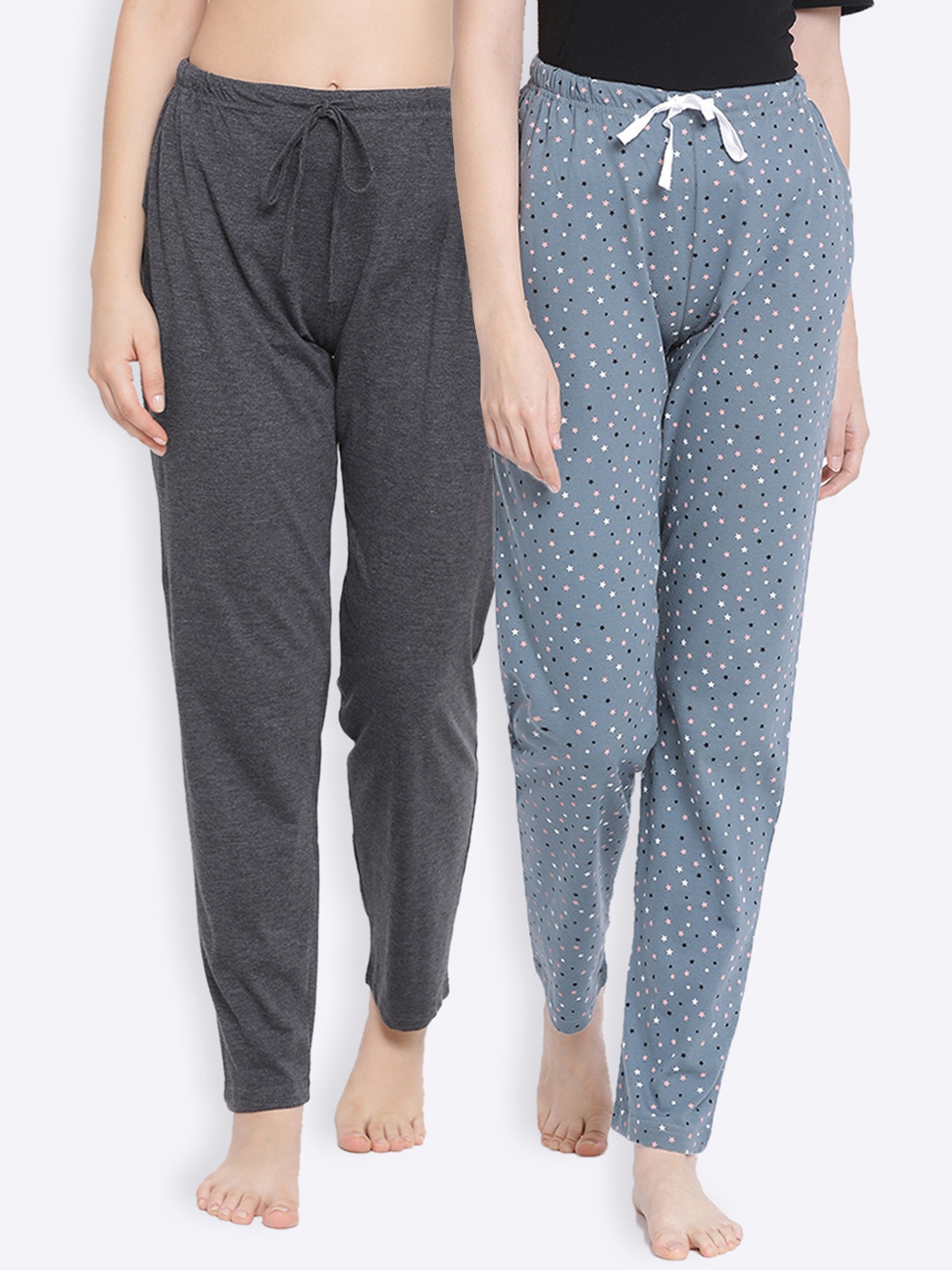 

Kanvin Women Pack of 2 Pure Cotton Lounge Pants, Charcoal