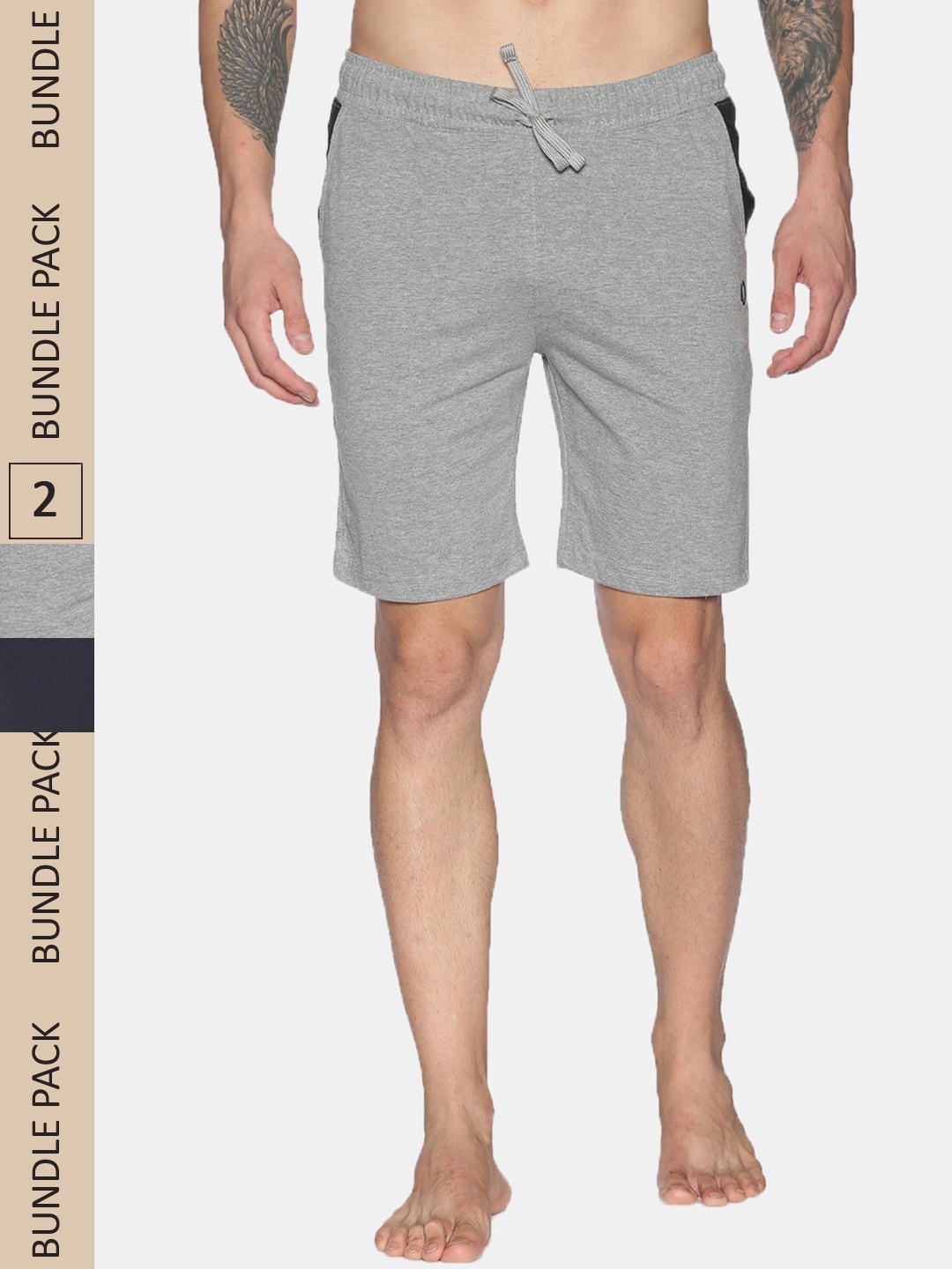 

Dollar Men Grey & Navy Blue Pack of 2 Lounge Shorts