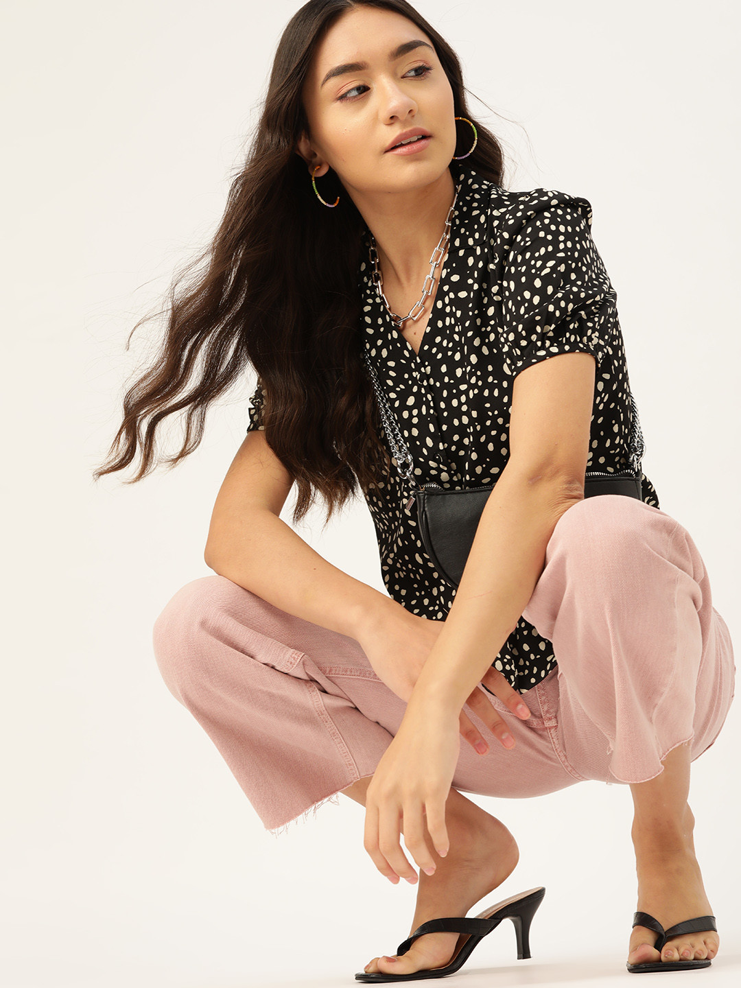 

DressBerry Women Black & White Printed Casual Shirt