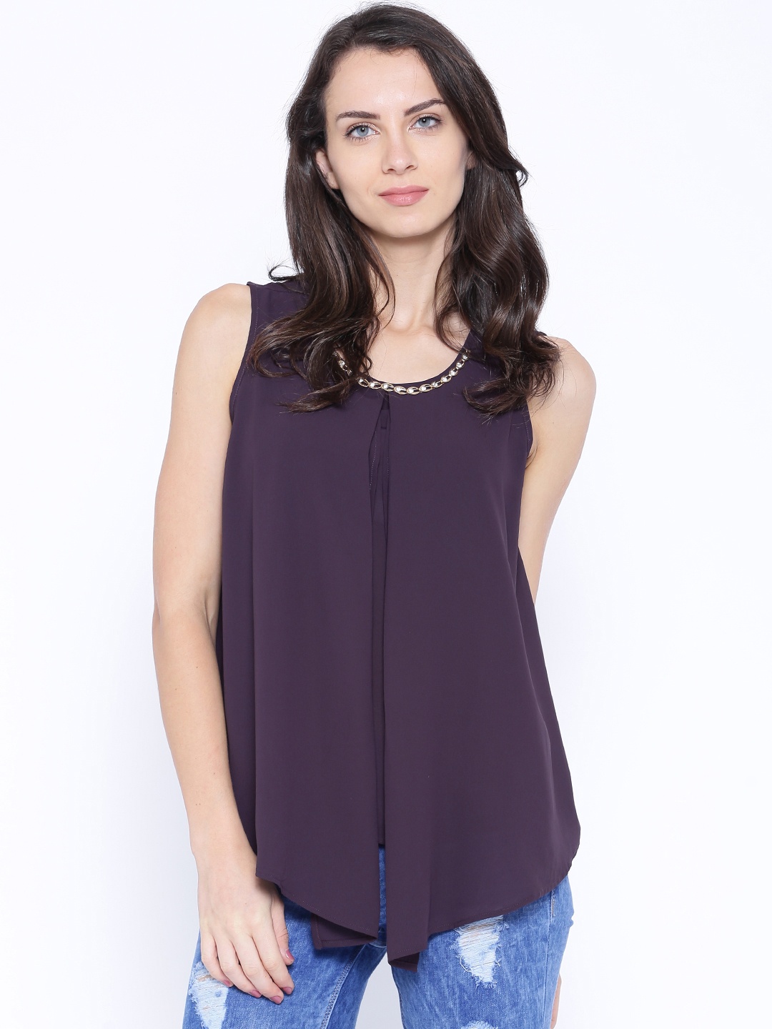 

Tokyo Talkies Purple Georgette Layered Top