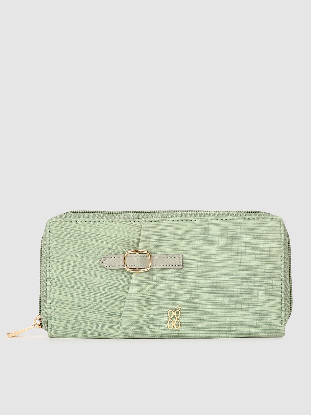 

Baggit Women Green Striped Zip Around Wallet