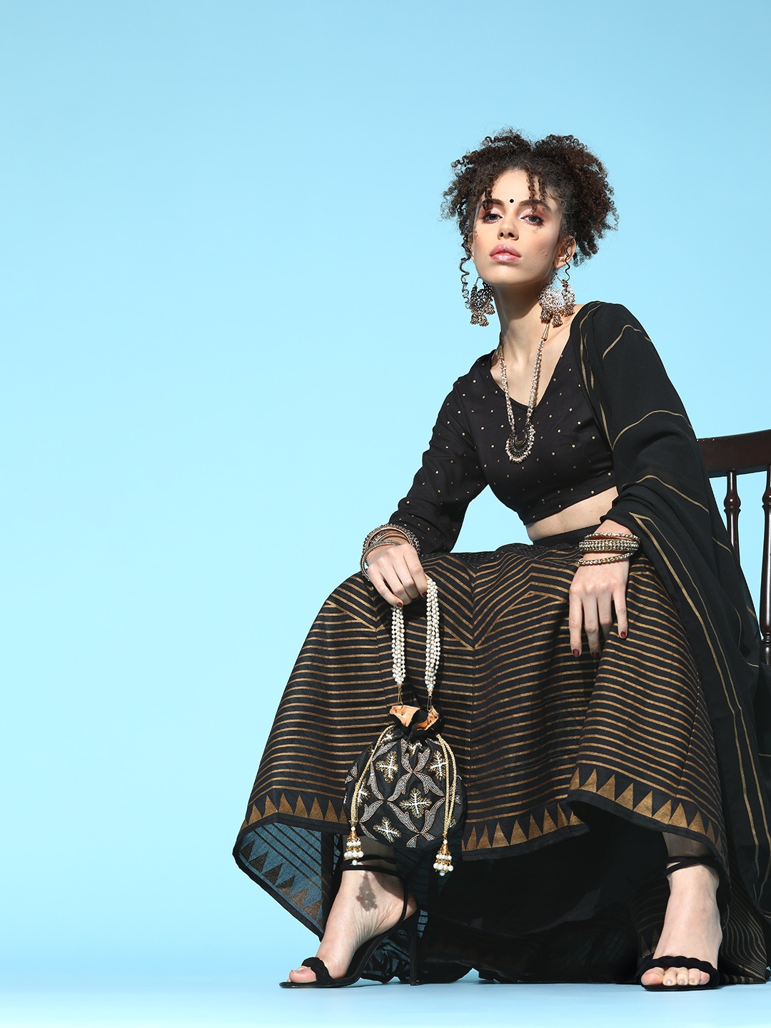 

Anouk Stylish Black Ready To Wear Lehenga Choli