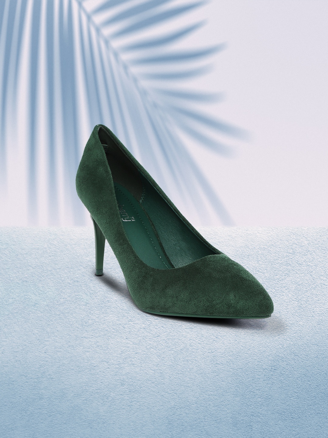 

DressBerry Green Solid Suede Finish Formal Pumps