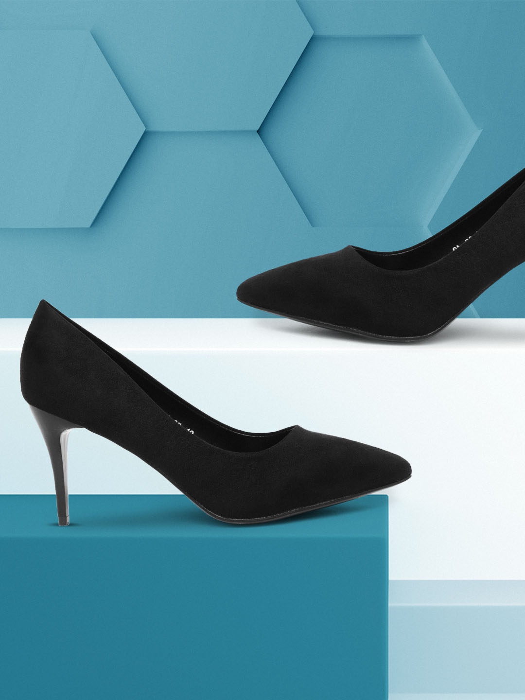 

DressBerry Black Solid Suede Finish Formal Pumps