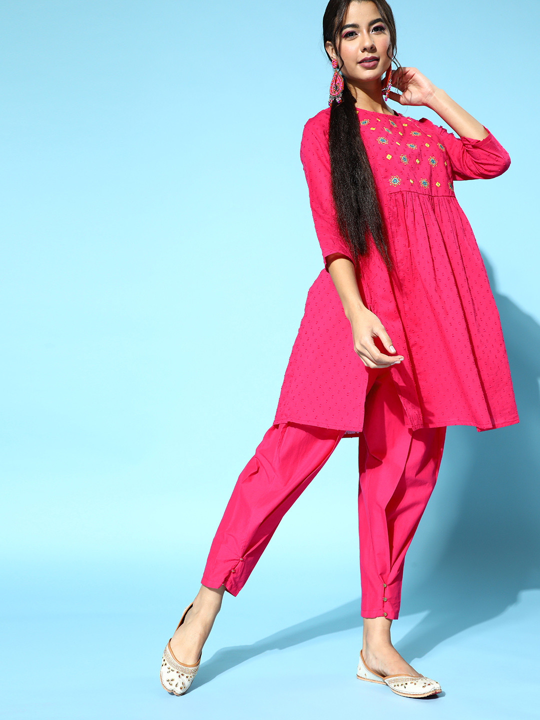

Anouk Ethnic Motifs Pure Cotton Kurta Set, Magenta