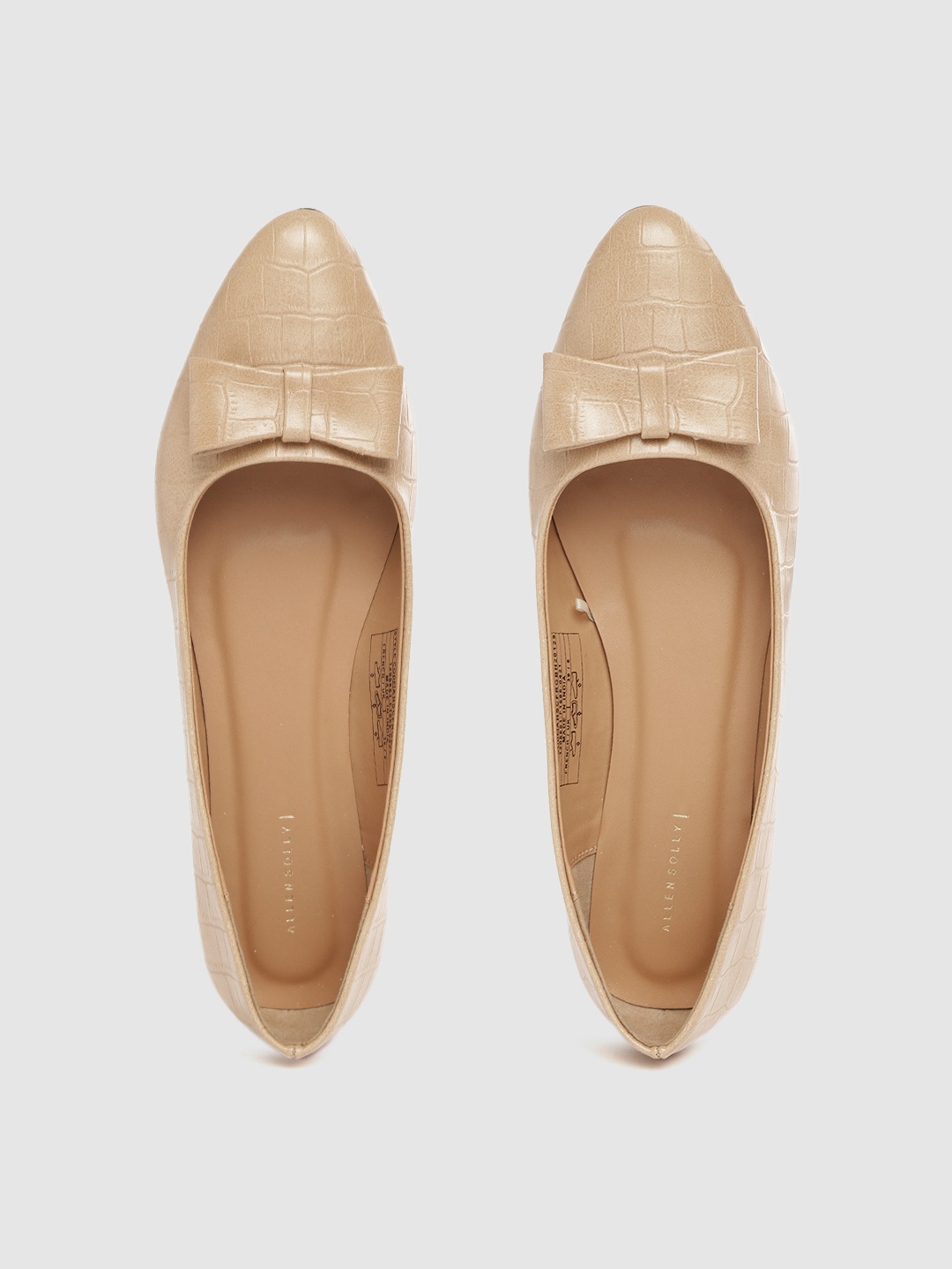 

Allen Solly Women Beige Croc Textured Ballerinas with Bow Detail