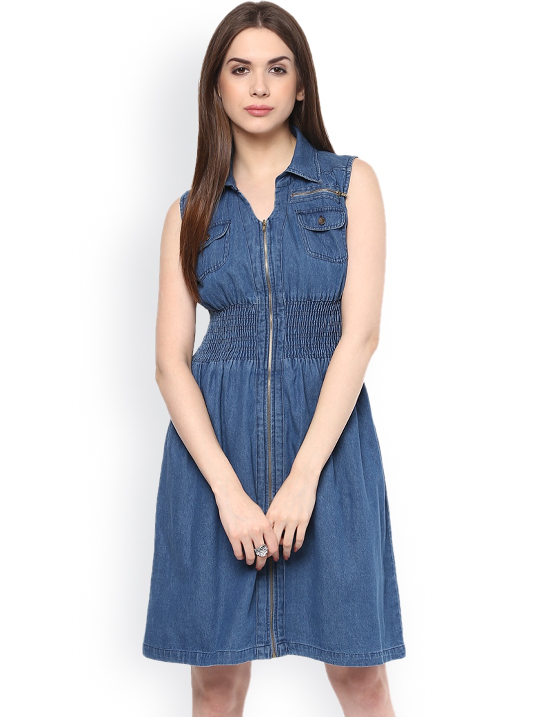 

Style Stone Blue Denim Fit & Flare Dress