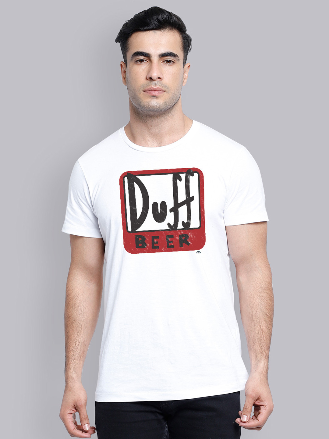 

Free Authority Men White Simpsons Printed Round Neck Pure Cotton T-shirt