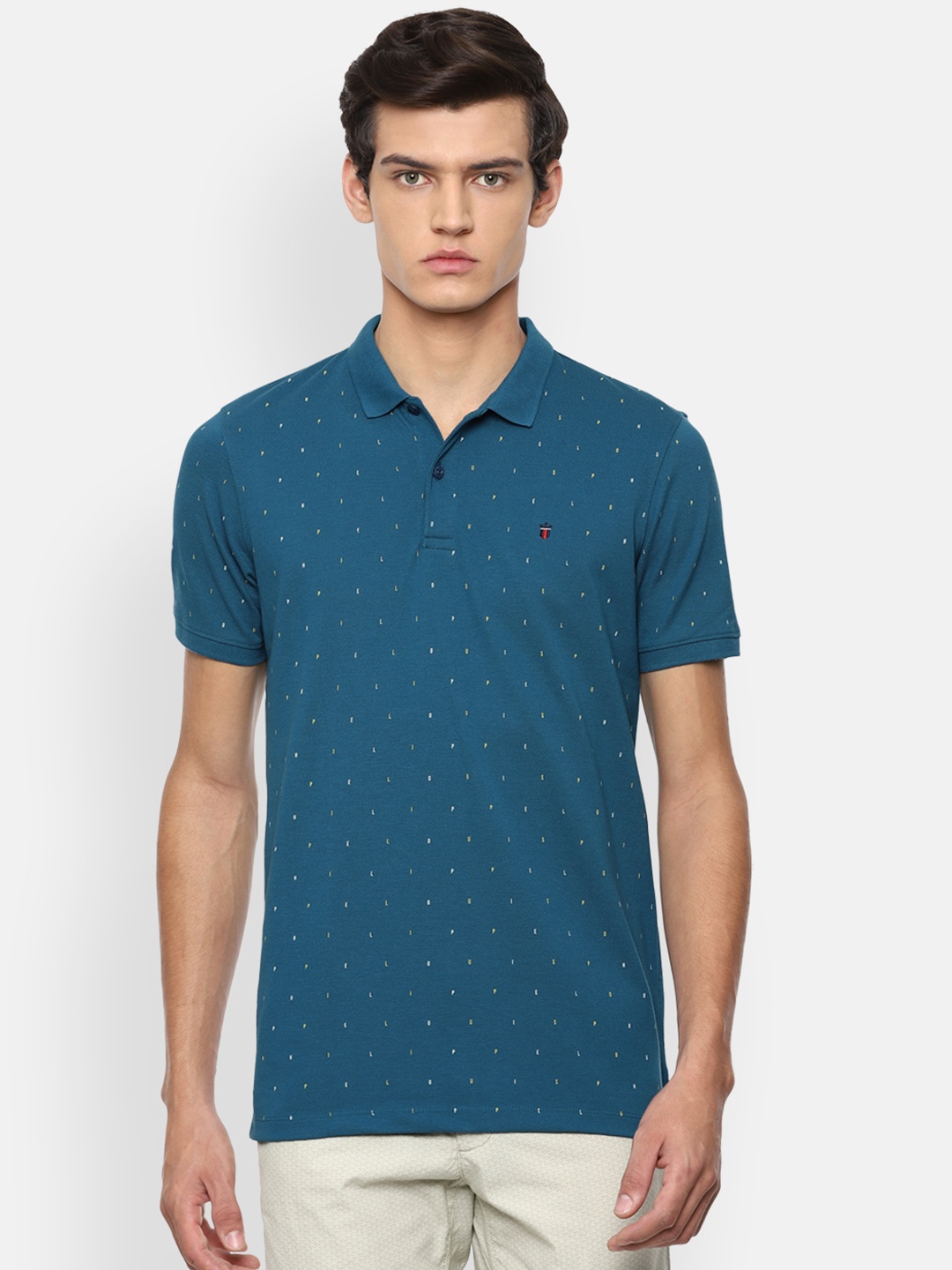 

Louis Philippe Sport Men Blue Pure Cotton Printed Polo Collar Pure Cotton T-shirt