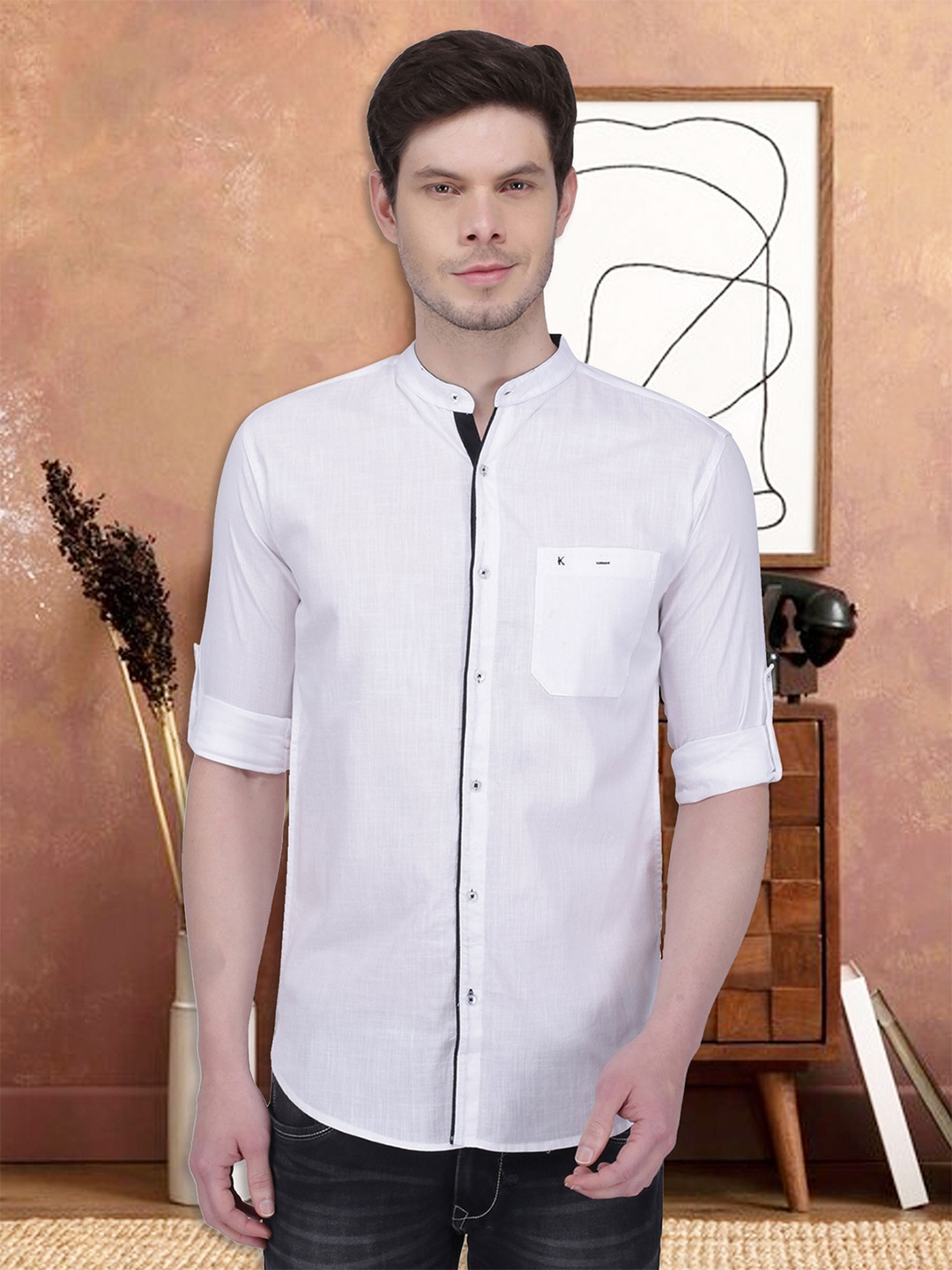 

Kuons Avenue Men White Slim Fit Solid Casual Shirt