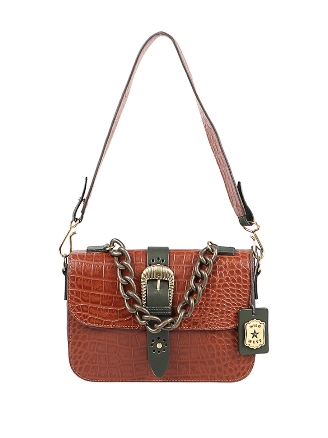 

Hidesign Tan Animal Print Textured Sling Bag