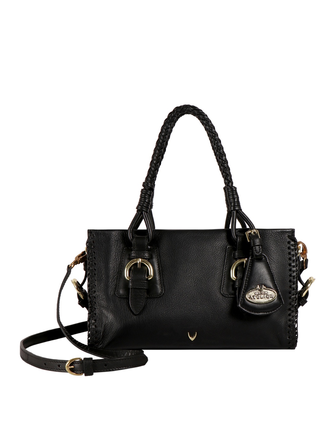 

Hidesign Black Solid Leather Shoulder Bag