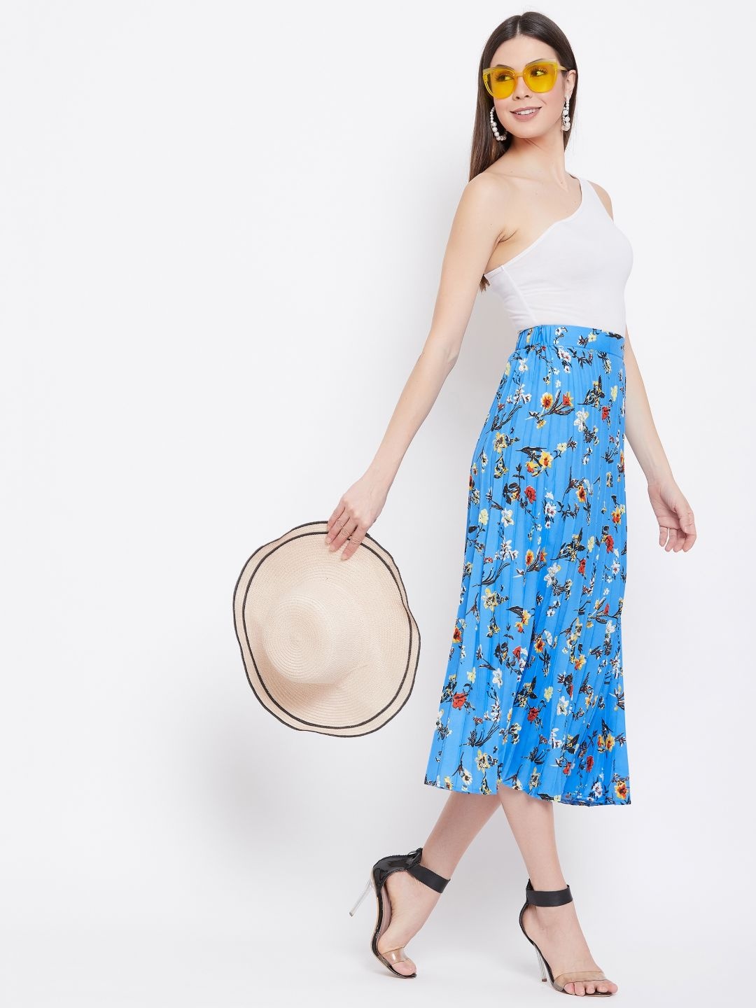 

Uptownie Lite Women Pleated Midi Skirt, Blue