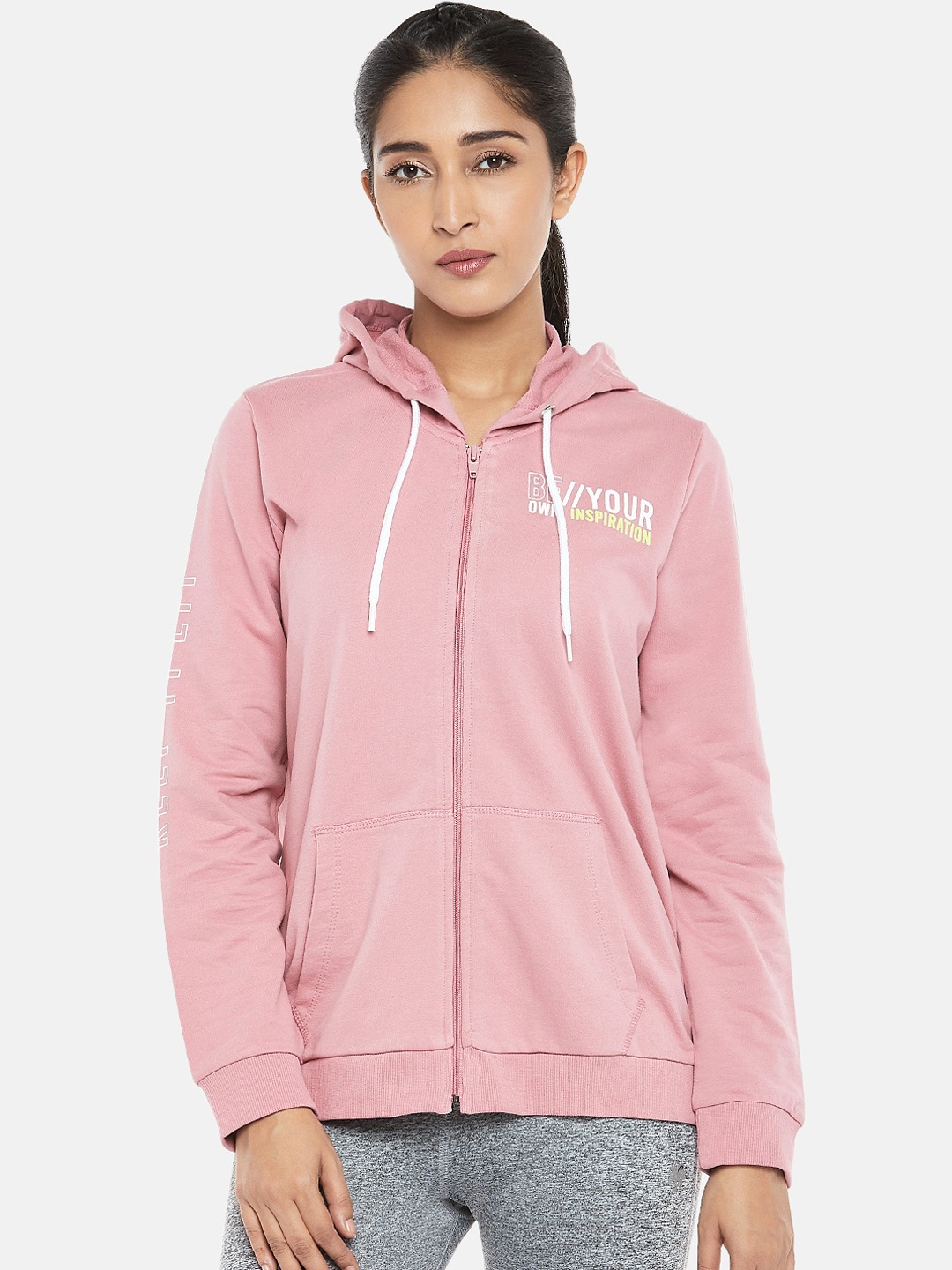 

Ajile by Pantaloons Women Pink Solid Hooded Sweatshirt