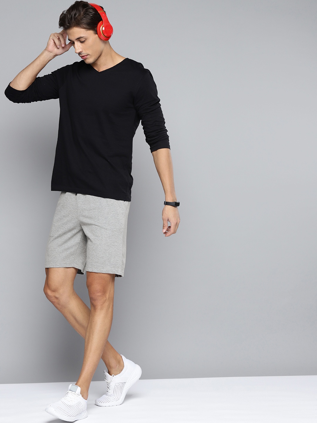 

Slazenger Men Grey Melange Solid Mid-Rise Regular Shorts