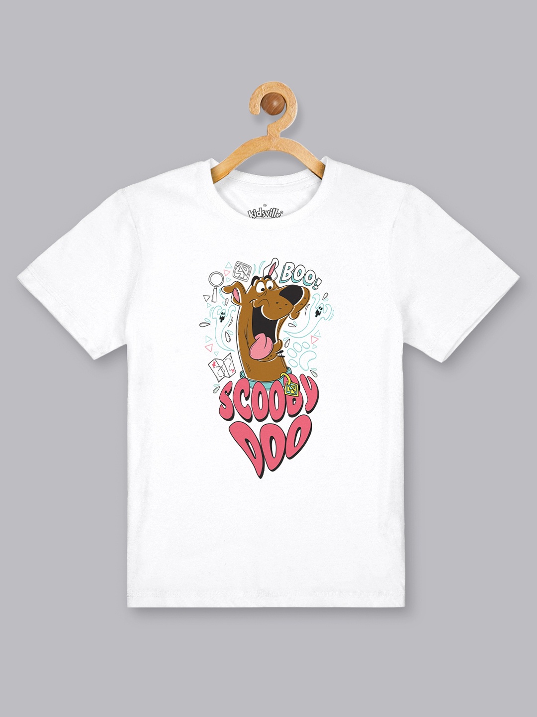

Kids Ville Boys White Scooby Doo Printed Round Neck Pure Cotton T-shirt