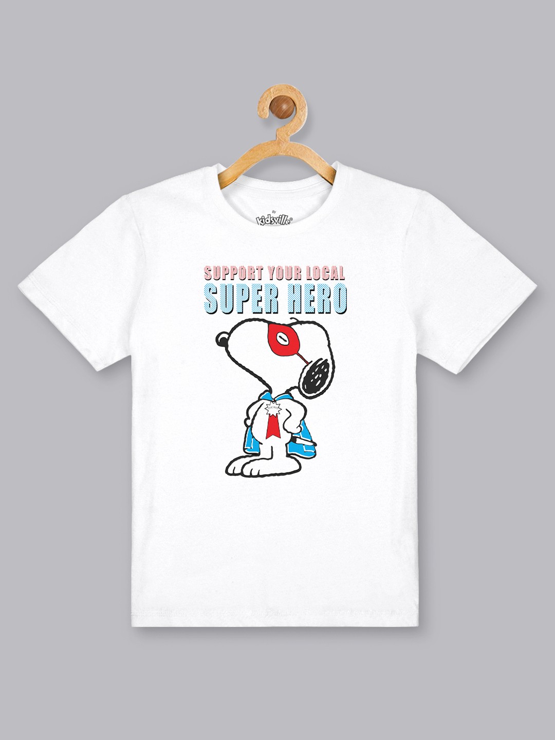 

Kids Ville Boys White Peanuts Printed Round Neck Pure Cotton T-shirt