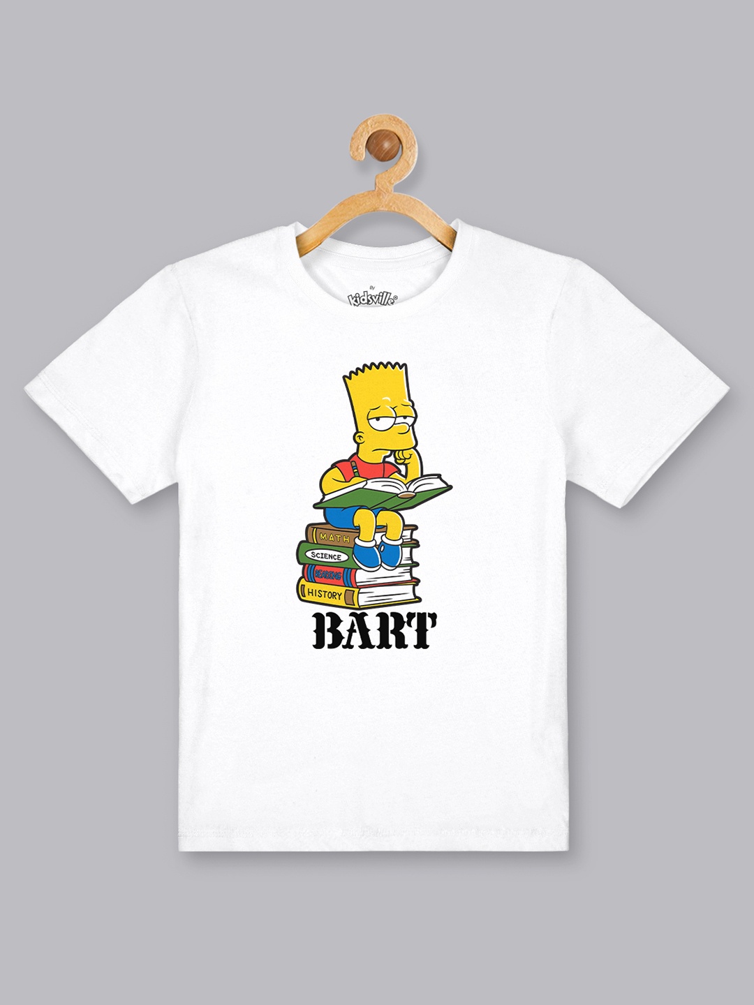 

Kids Ville Boys White Simpsons Printed Round Neck Pure Cotton T-shirt