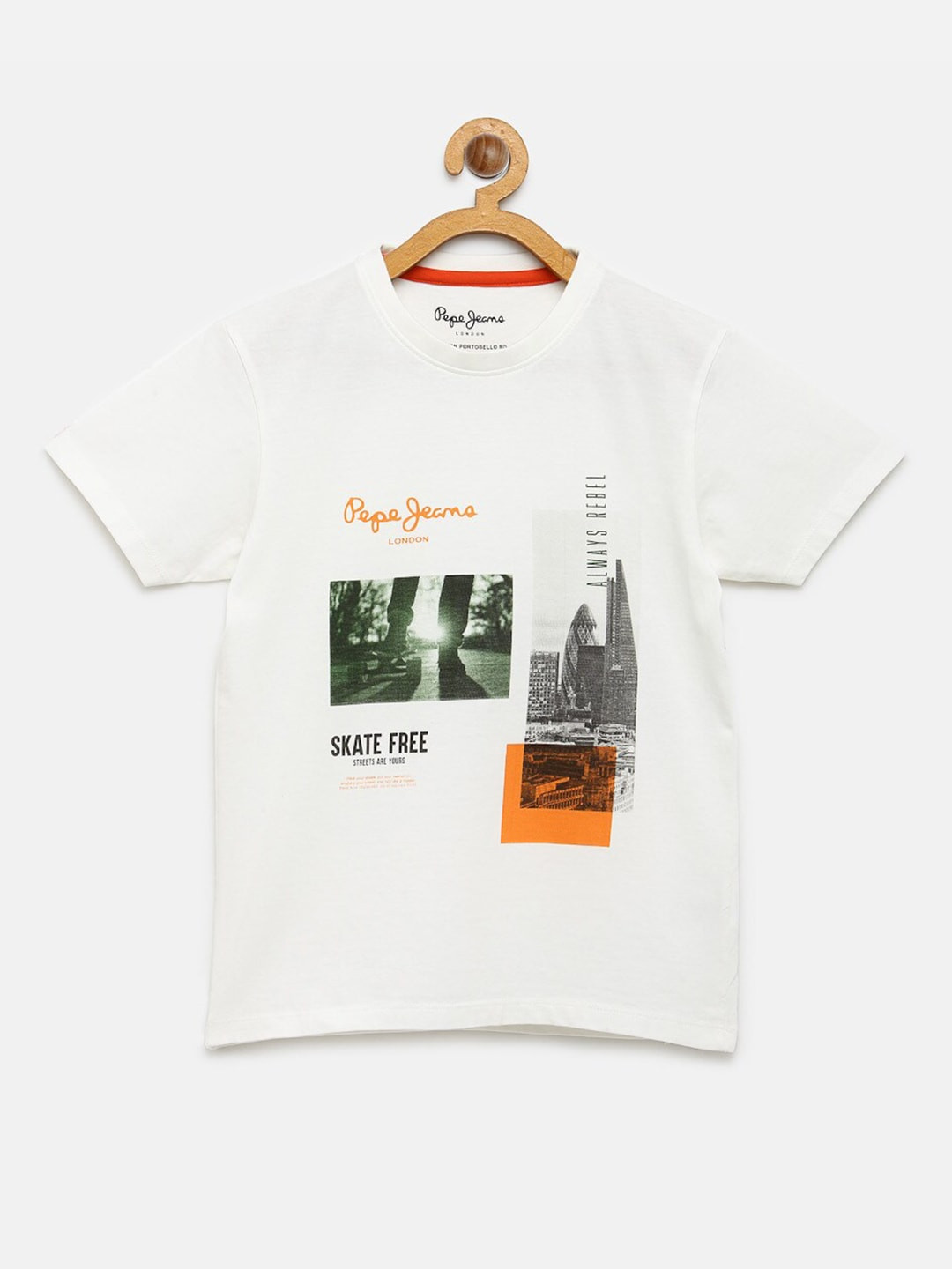 

Pepe Jeans Boys White Printed Round Neck Cotton Pure Cotton T-shirt