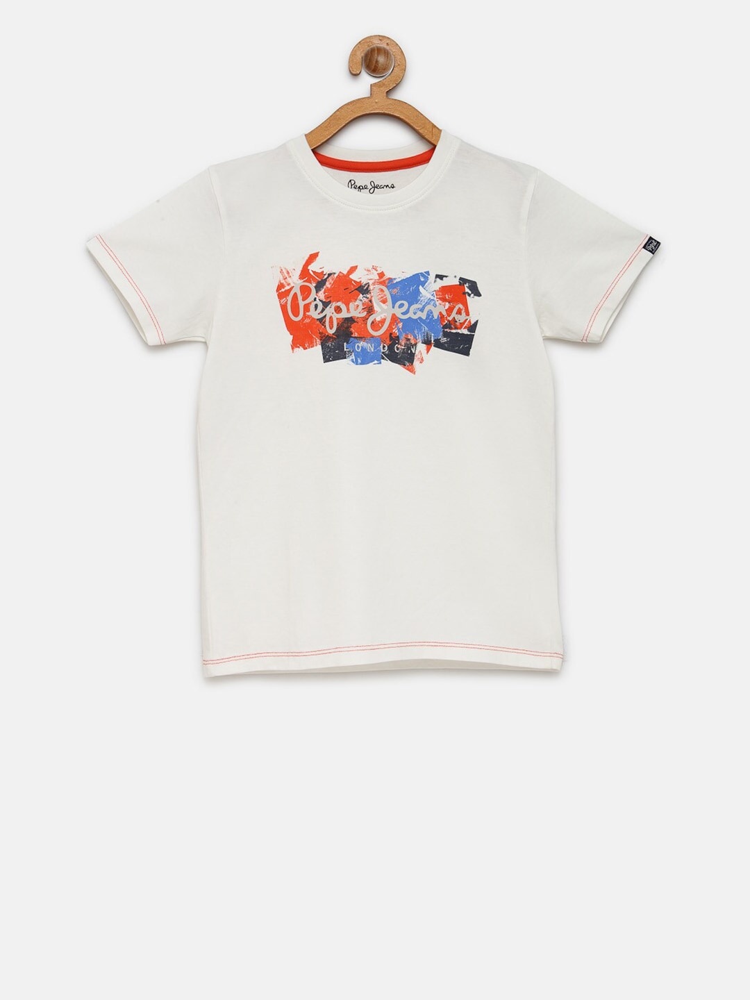 

Pepe Jeans Boys White Printed Round Neck Cotton Pure Cotton T-shirt