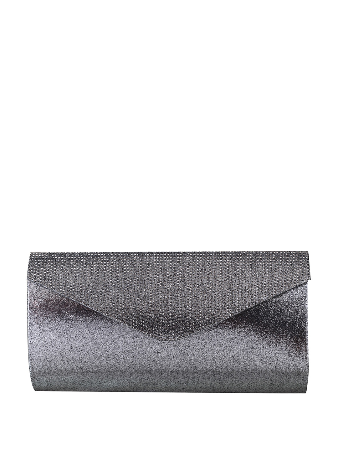 

Mochi Silver-Toned Embellished Envelope Clutch