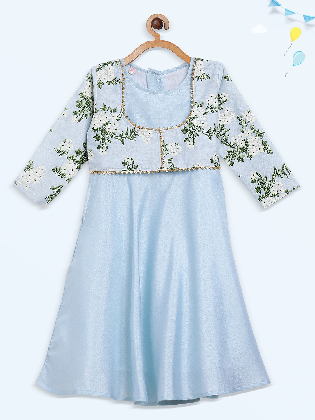 

Ahalyaa Girls Blue Floral Printed Floral Kurta