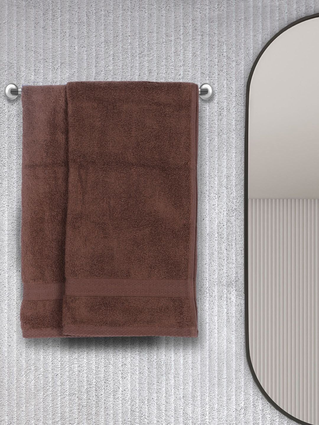 

BIANCA Set Of 2 Brown Solid 500 GSM 100% Cotton Hand Towels