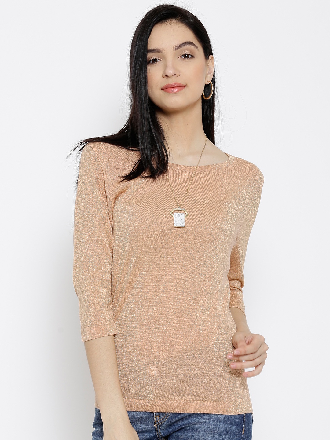 

Wills Lifestyle Peach-Coloured Shimmer Top