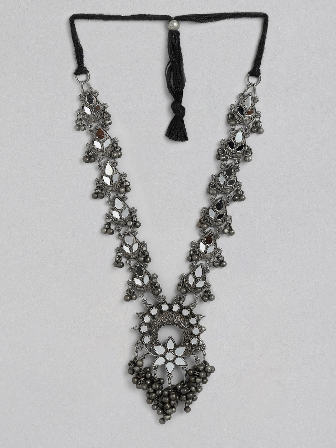 

Anouk Black Oxidised Silver-Toned & Black Elephant Shaped Choker Necklace