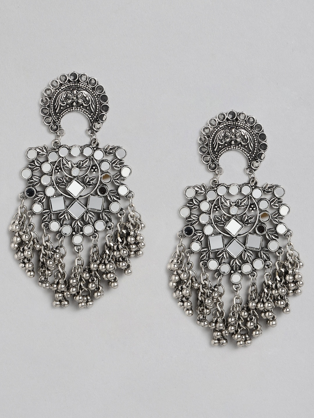 

Anouk Oxidised Silver-Plated Mirror Classic Drop Earrings