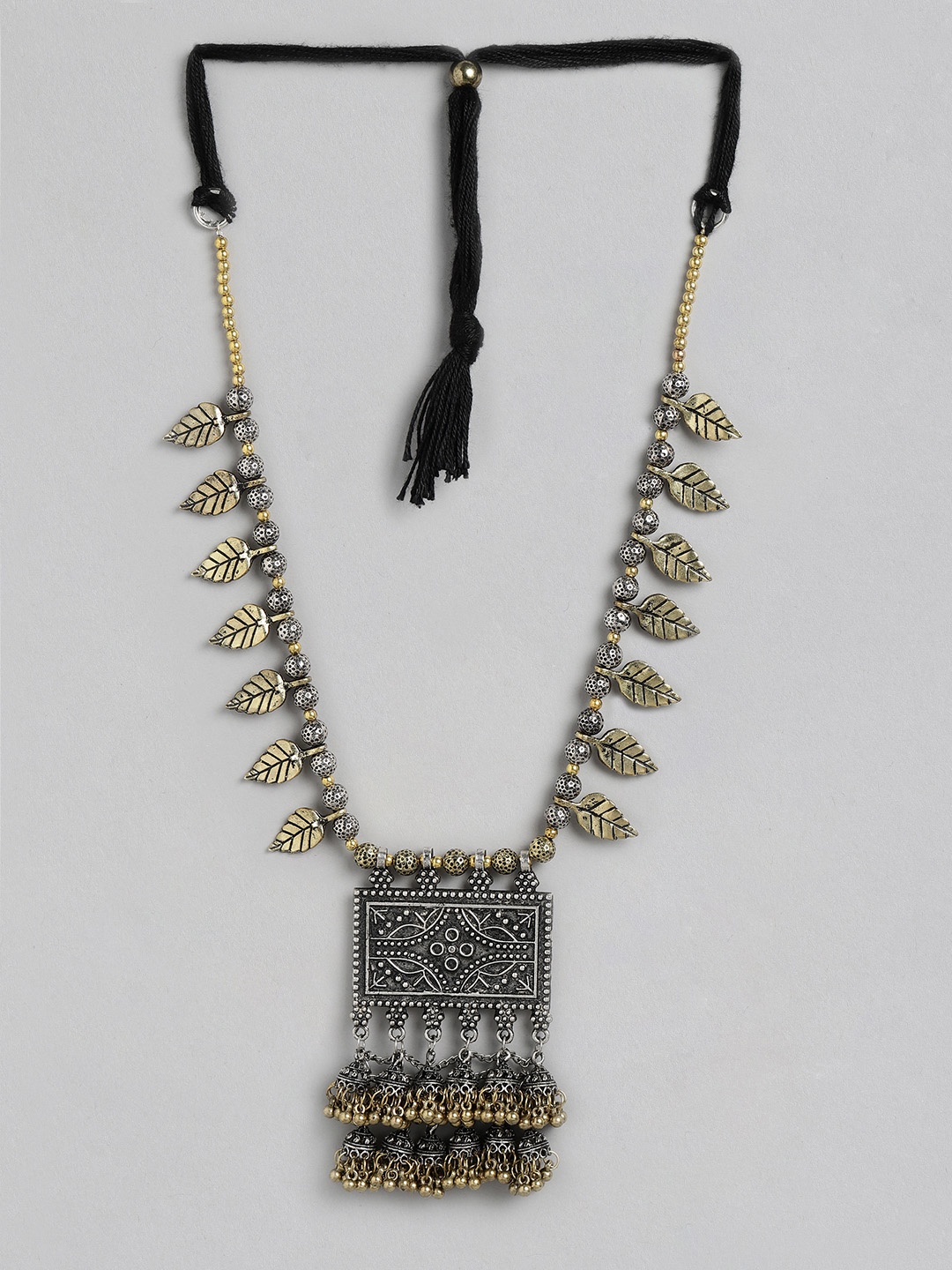 

Anouk Silver-Toned & Gold-Toned Oxidised Antique Tribal Necklace