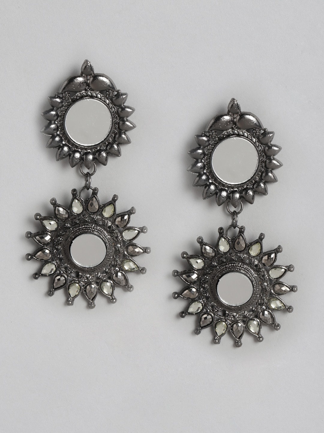

Anouk Oxidised Silver-Plated Mirror Classic Drop Earrings