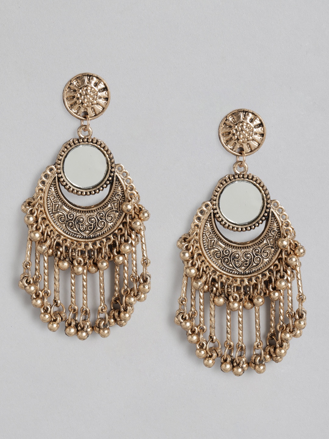 

Anouk Antique Gold-Plated Mirror Chandelier Crescent Shaped Chandbalis