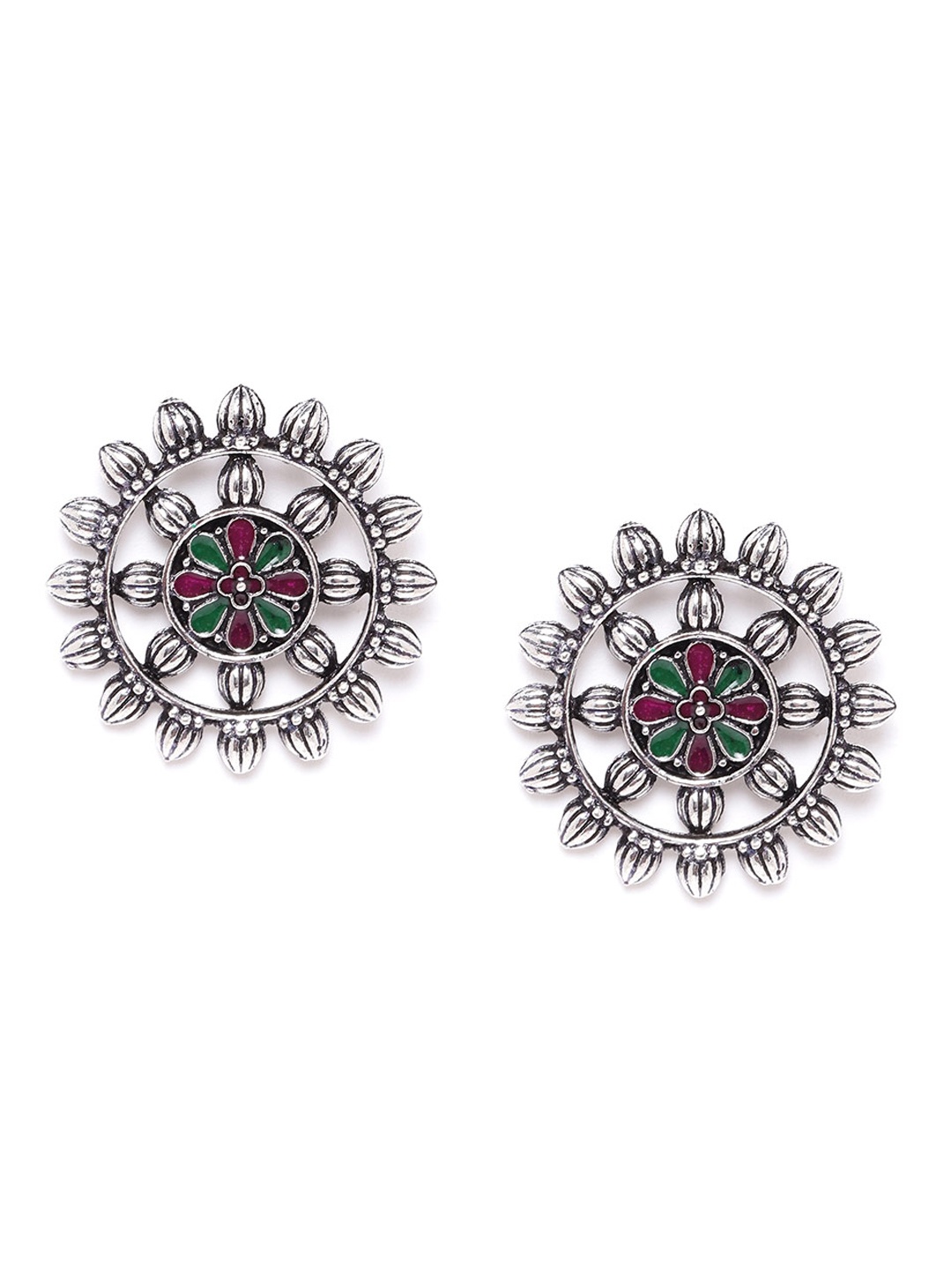 

Anouk Oxidised Silver-Toned Textured Classic Oversized Studs