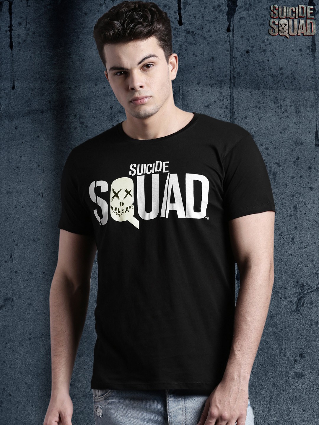 

SUICIDE SQUAD Black Printed Pure Cotton T-shirt