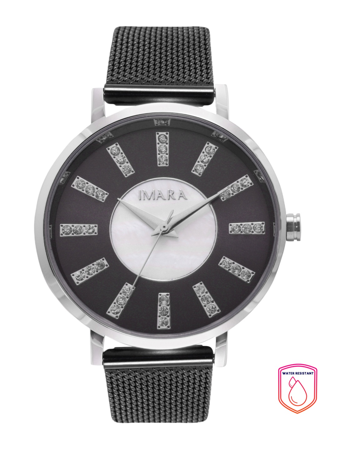 

IMARA Women Black Embellished Analogue Watch