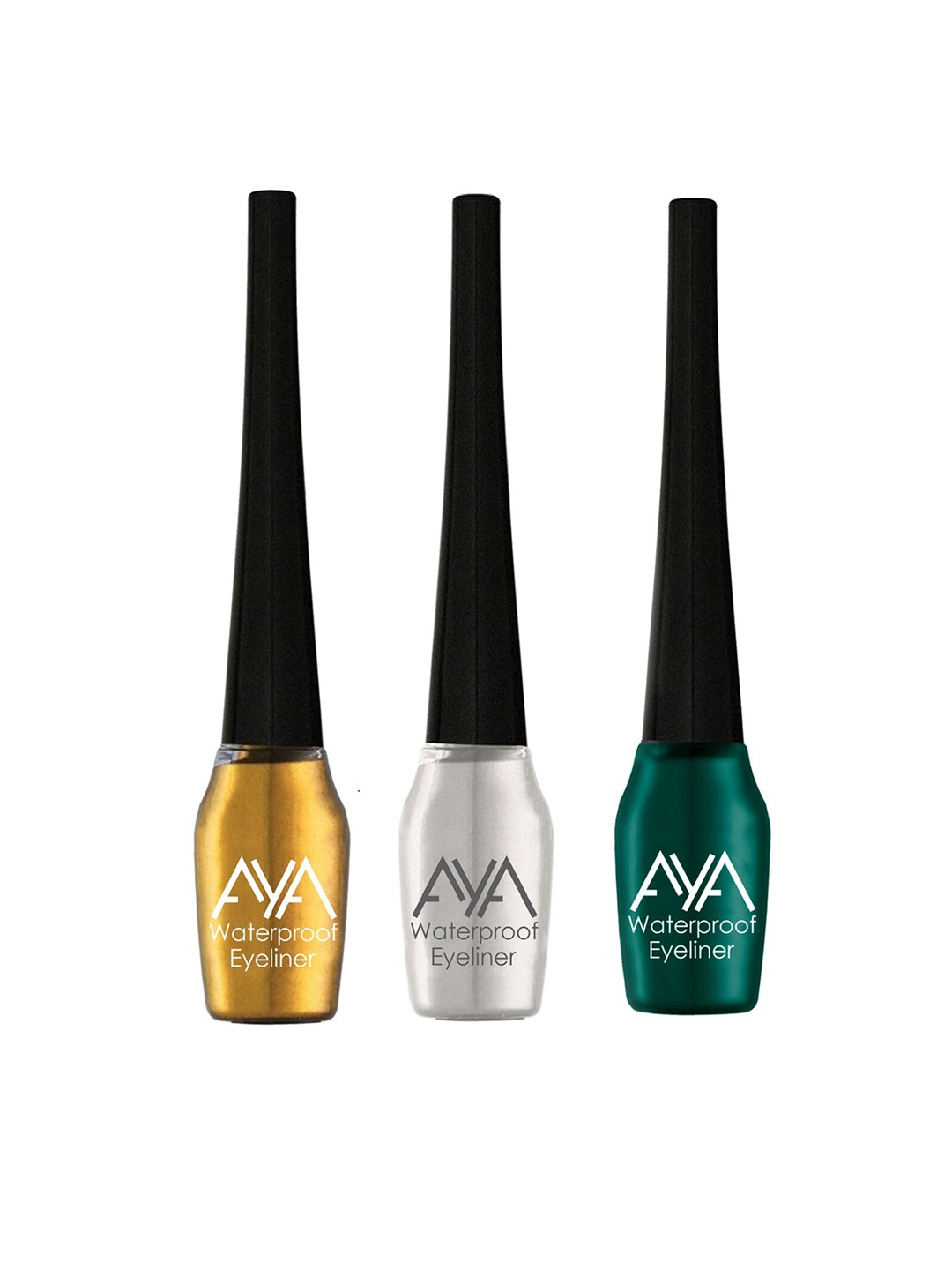 

AYA Set of 3 Waterproof Eyeliner - Silver, Green & Golden - 5 ml each, Gold