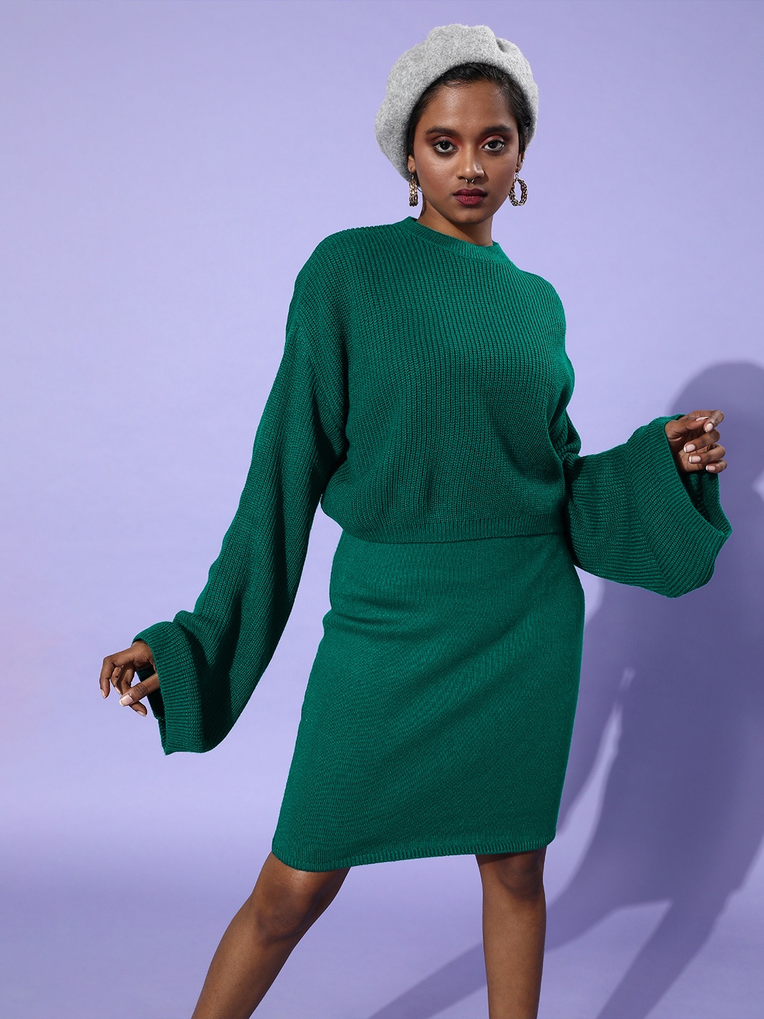 

Roadster Women Gorgeous Green Solid Jumper Dress