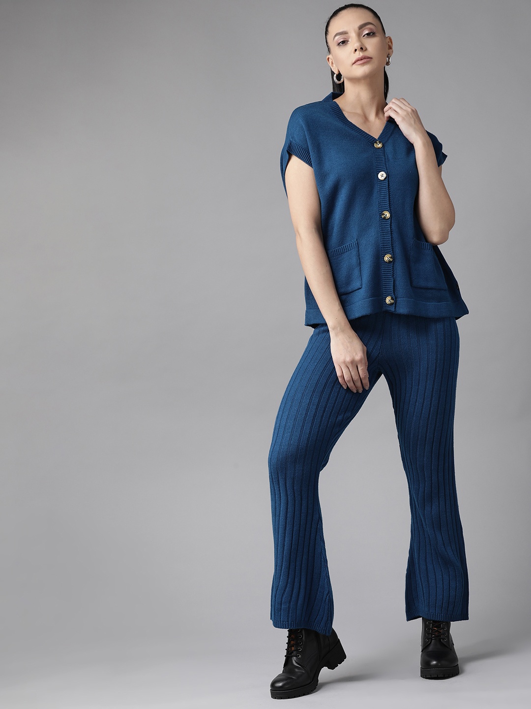 

Roadster Women Teal Solid Shirt with Pyjamas