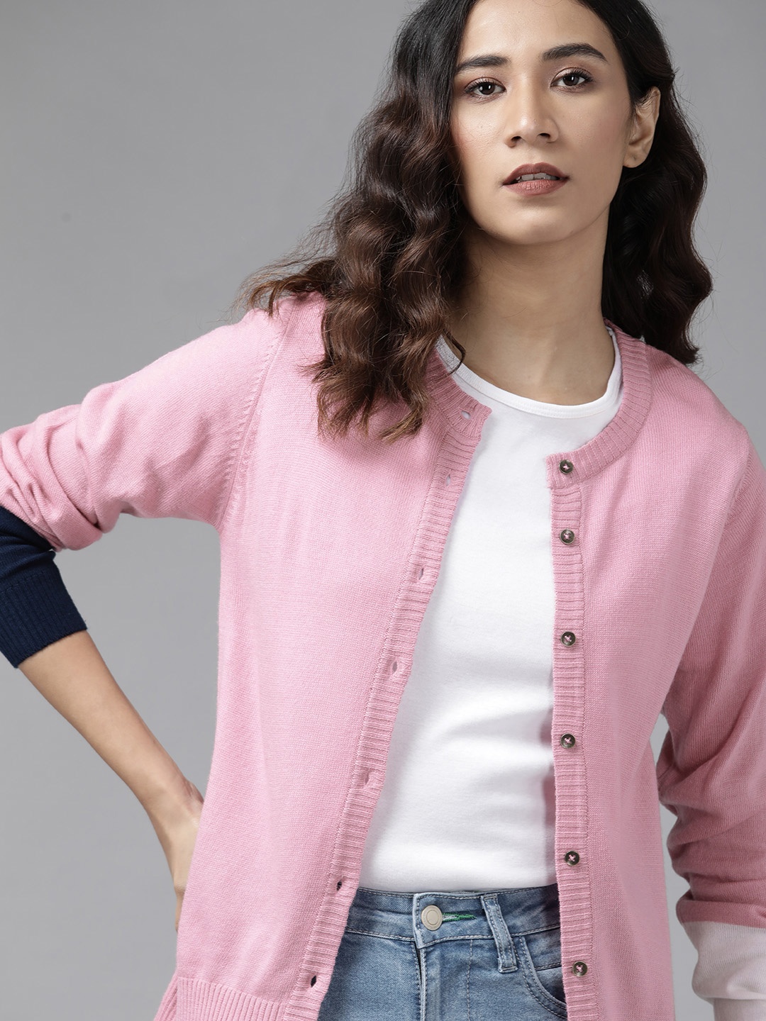 

Roadster Women Pink Solid Cardigan